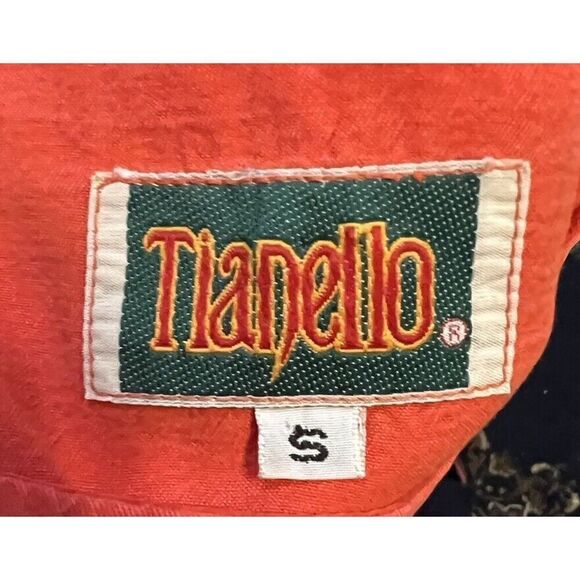 Tianello Size Small Bright Coral Orange Tunic Top Long Sleeve 100% Tencel - Picture 5 of 7